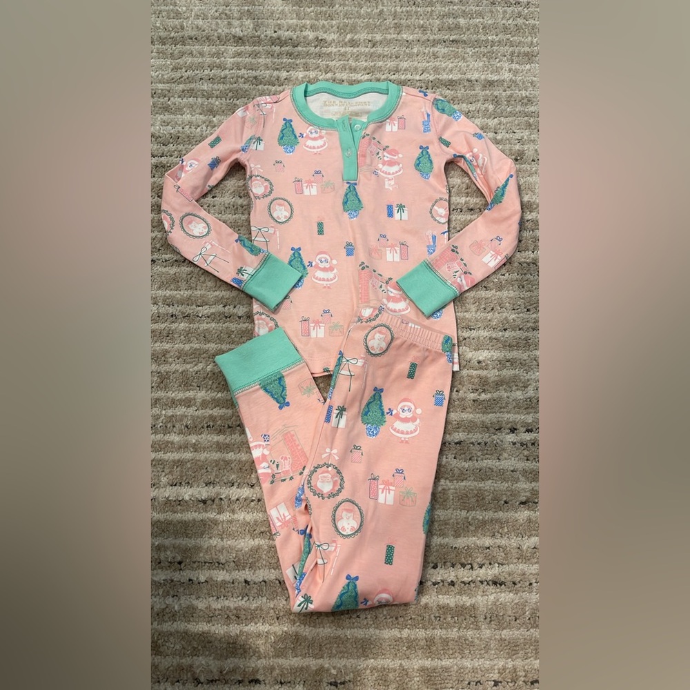 The Beaufort Bonnet Company Pink and Mint Kids Pajama Set